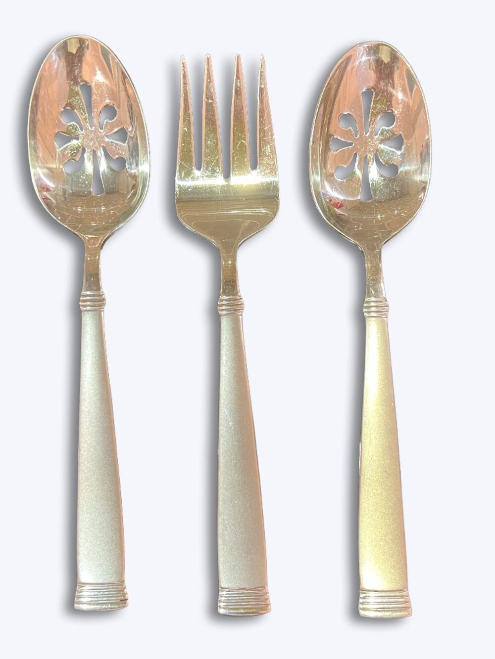 Wallace Napoli-Frost 18/10 Stainless 3 Pc Serving Set 2 Pierced Spoons 1 Fork